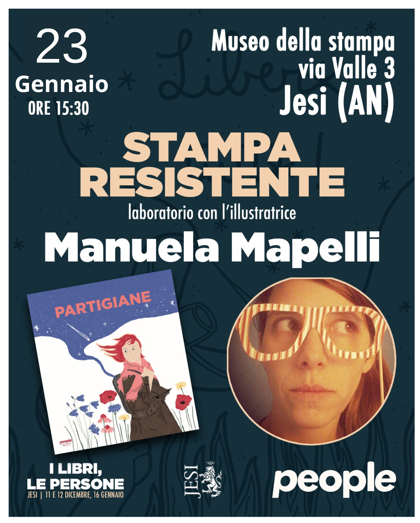 Locandina con copertina libro Partigiane