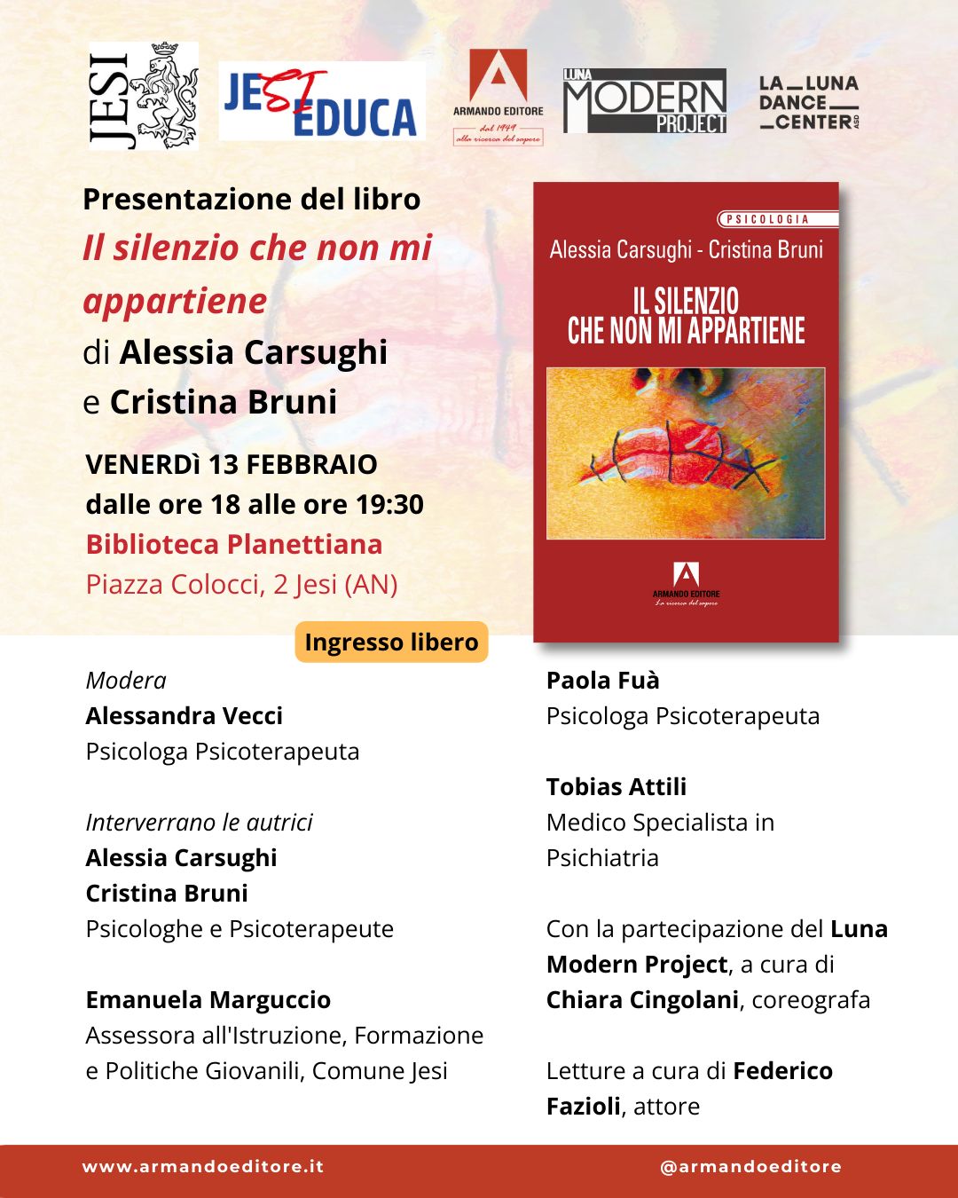 locandina completa presentazione libro il silenzio che non mi appartiene