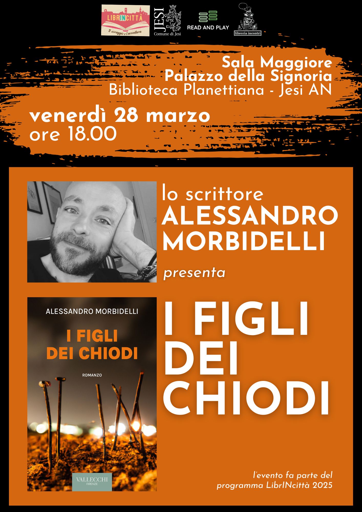 Locandina verticale presentazione libro I figli dei chiodi