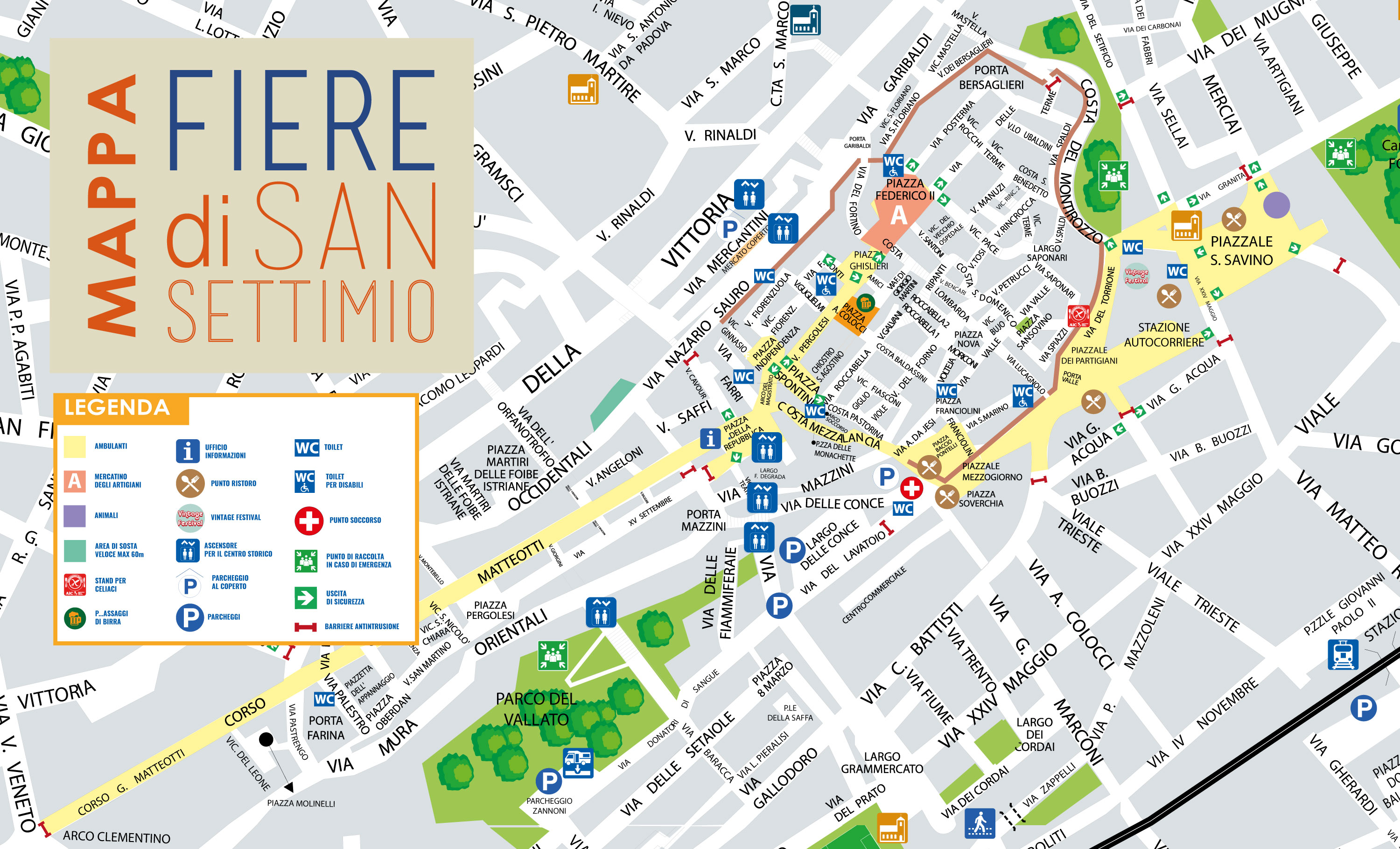 Mappa della dislocazione degli ambulanti e dei servizi