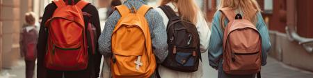 Gruppo di studenti con gli zaini in spalla